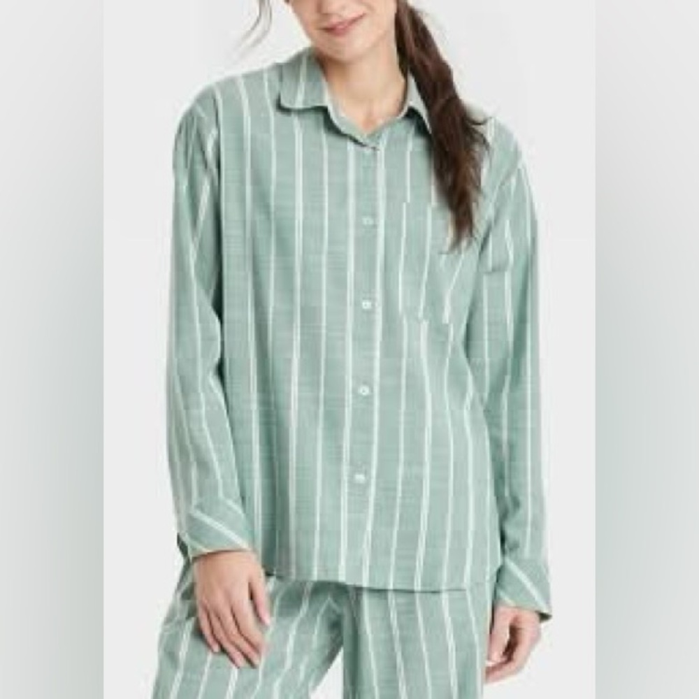 Auden Striped Cotton Blend Long Sleeve Pajama Shirt